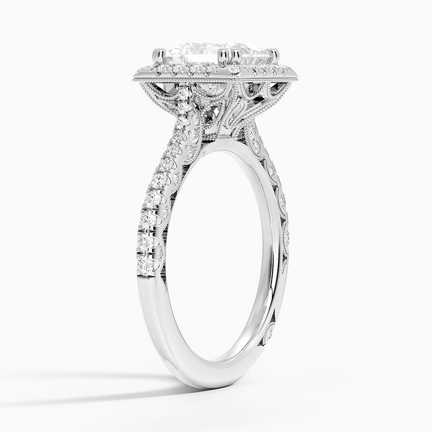 Halo Ring With Diamond Accented Gallery and Band