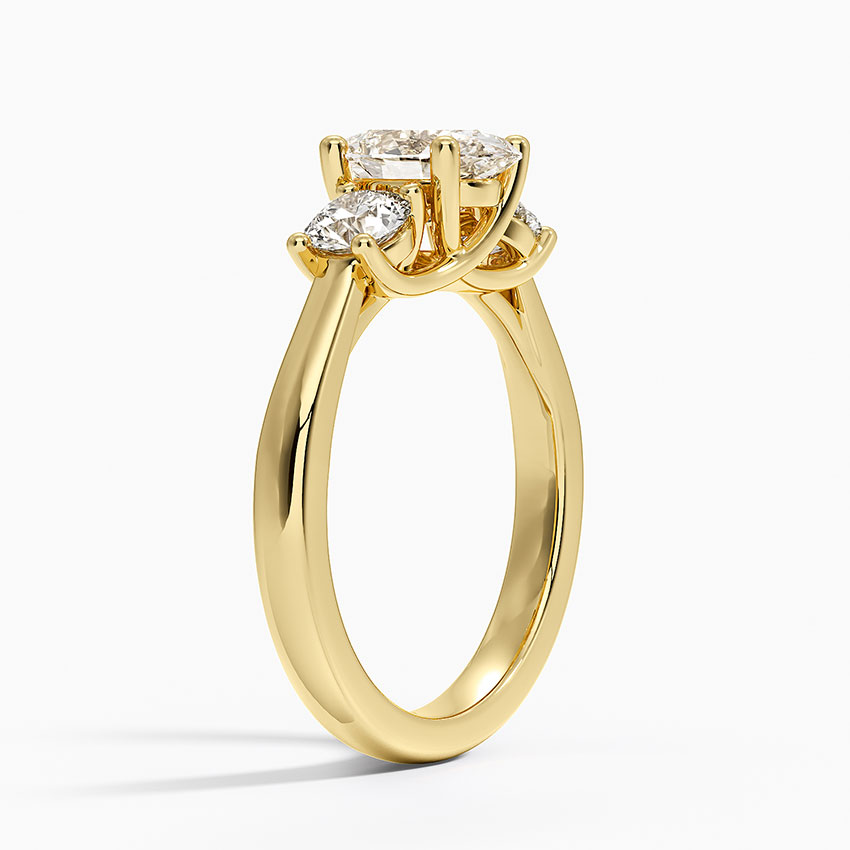 18K Yellow Gold Petite Three Stone Trellis Diamond Ring (1/3 ct. tw.)