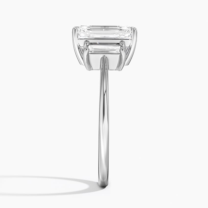 18K White Gold Vertical Baguette Three Stone Diamond Ring