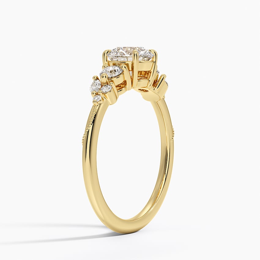 18KY Morganite Camellia Three Stone Diamond Ring (1/3 ct. tw.), large top view