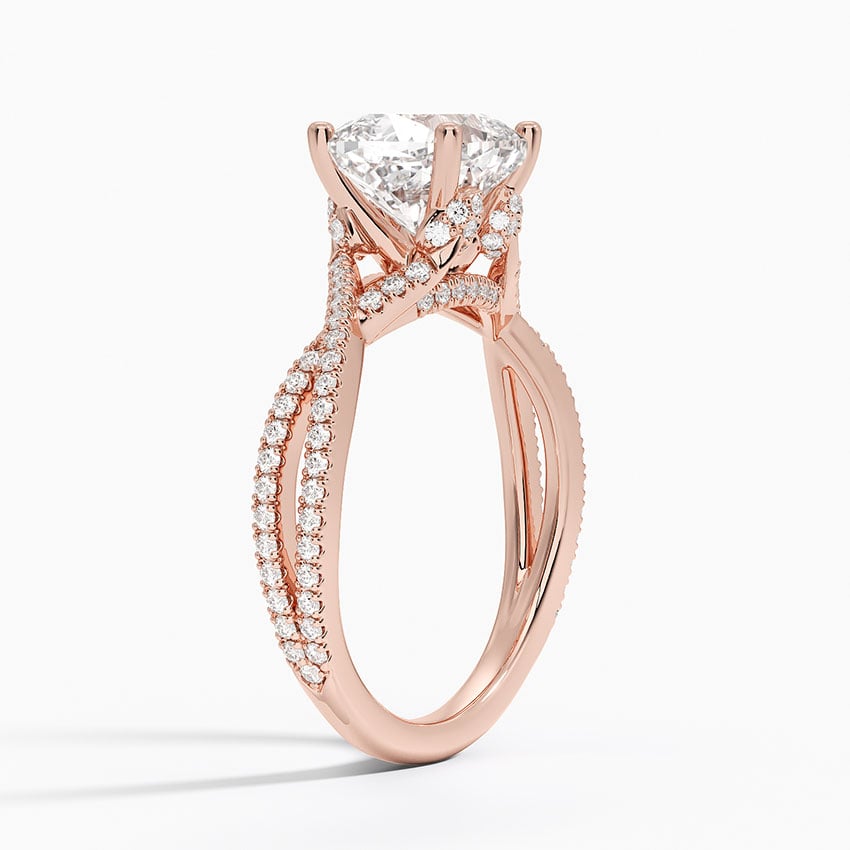 14K Rose Gold Jacinta Twisting Split Shank Diamond Ring