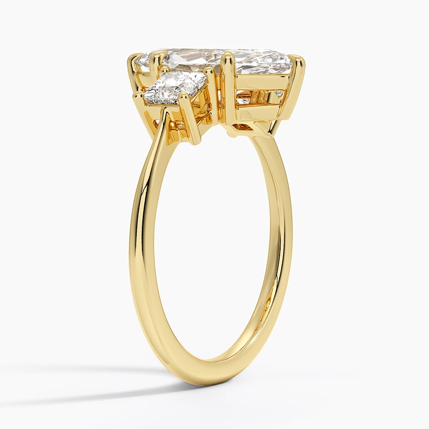 18K Yellow Gold Princess Cut Three Stone Diamond Ring