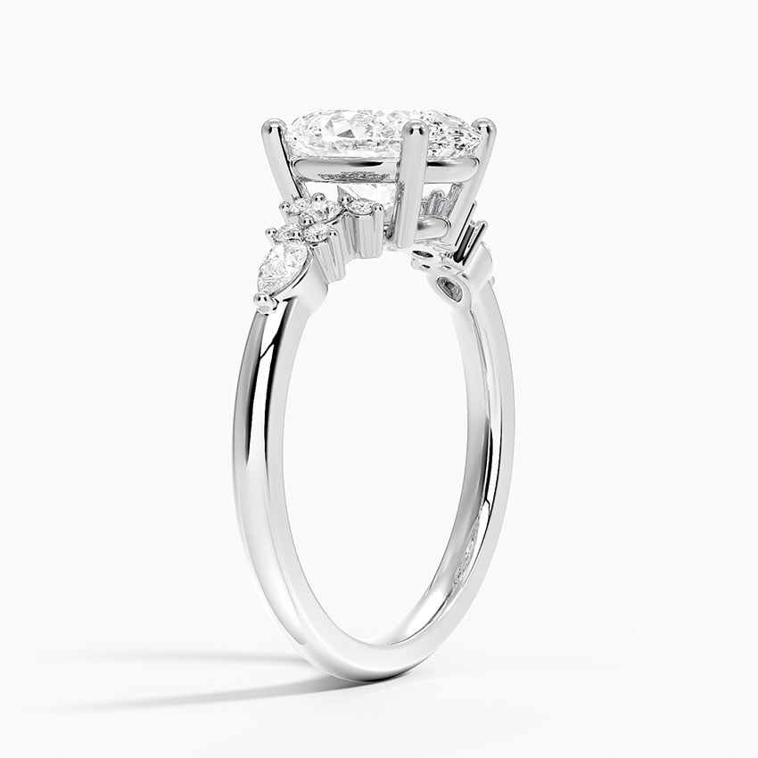 14K White Gold Rosette Diamond Ring