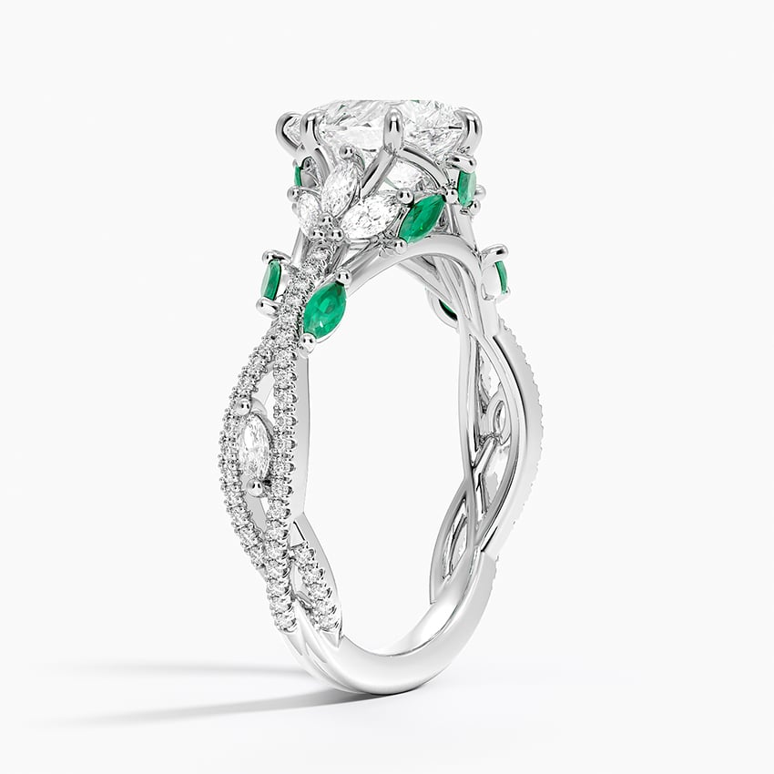 18KW Sapphire Luxe Secret Garden Lab Emerald and Diamond Ring, large top view