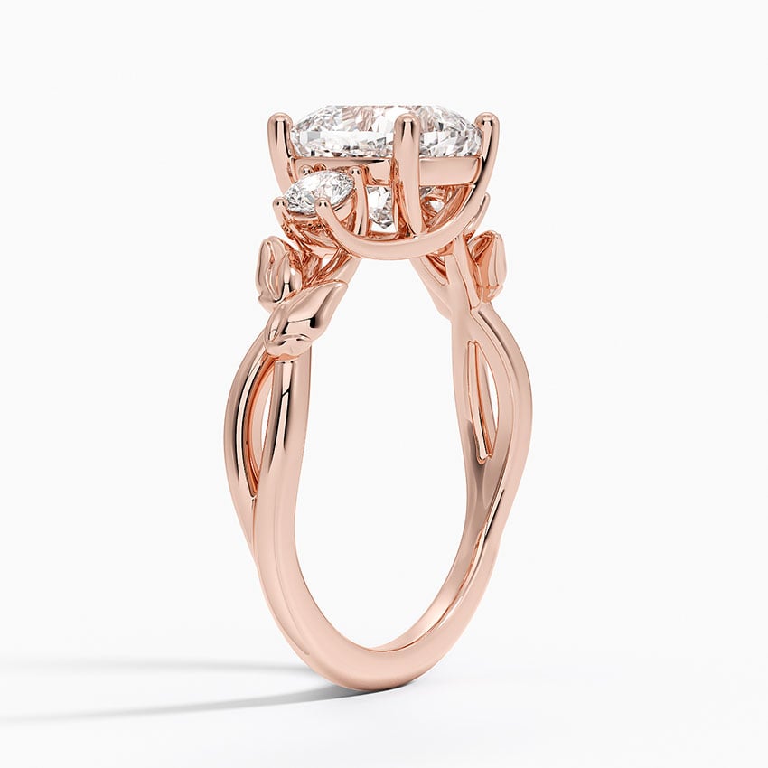14K Rose Gold Budding Willow Three Stone Diamond Ring
