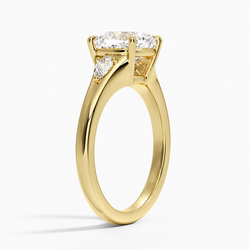 18K Yellow Gold Aria Three Stone Signet Diamond Ring (1/4 ct. tw.)