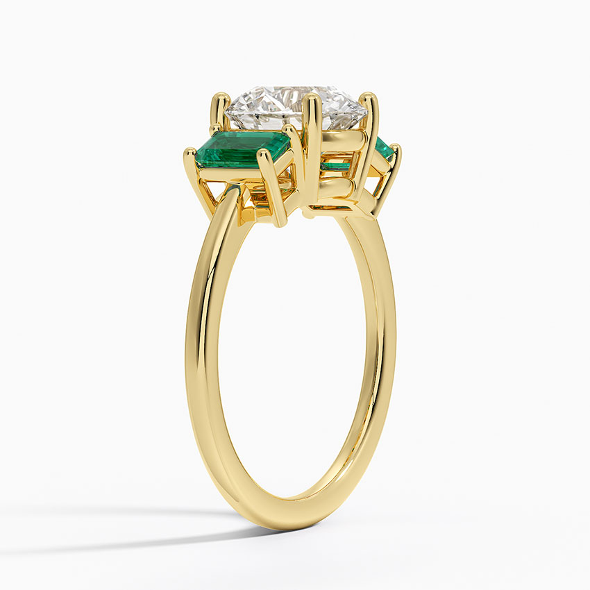 Luxe Rhiannon Three Stone Lab Emerald Ring