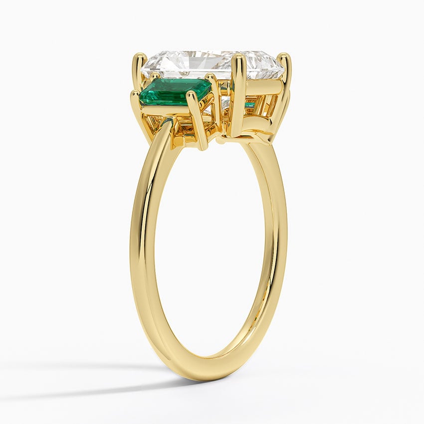 Luxe Rhiannon Three Stone Lab Emerald Ring