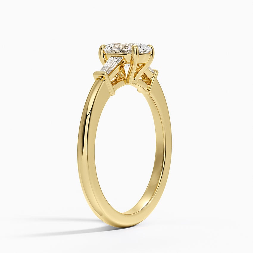 18K Yellow Gold Tapered Baguette Three Stone Diamond Ring