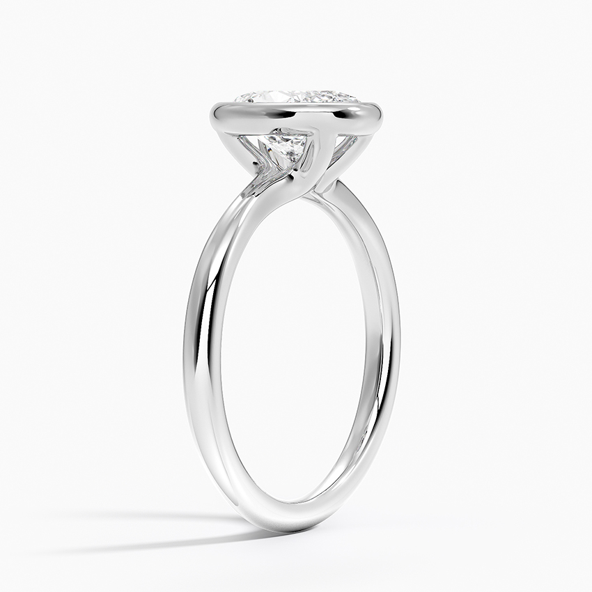 18K White Gold Freesia Bezel Solitaire Ring