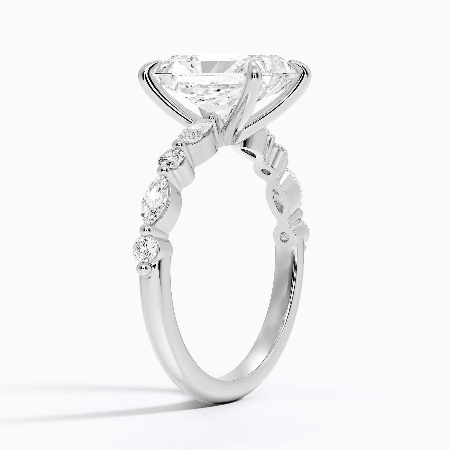Round and Marquise Engagement Ring