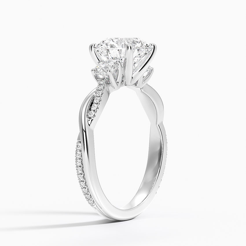 18K White Gold Petite Twisted Vine Three Stone Diamond Ring (2/5 ct. tw.)
