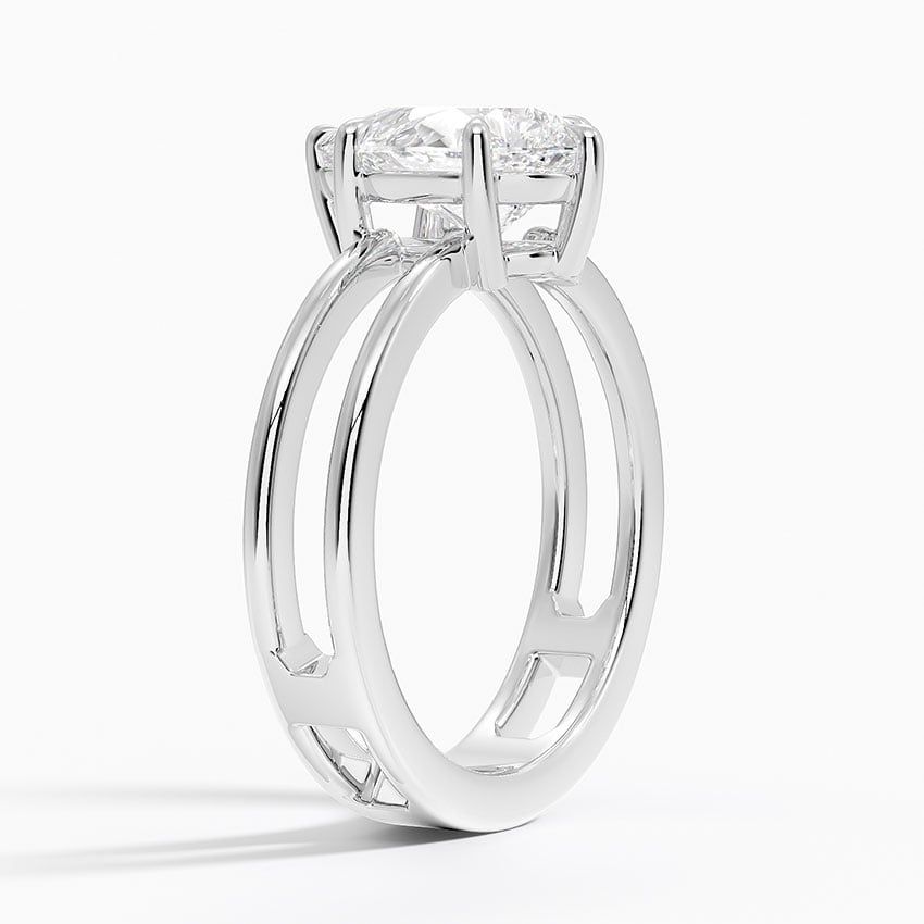 18K White Gold Aimee Open Double Band Solitaire Ring