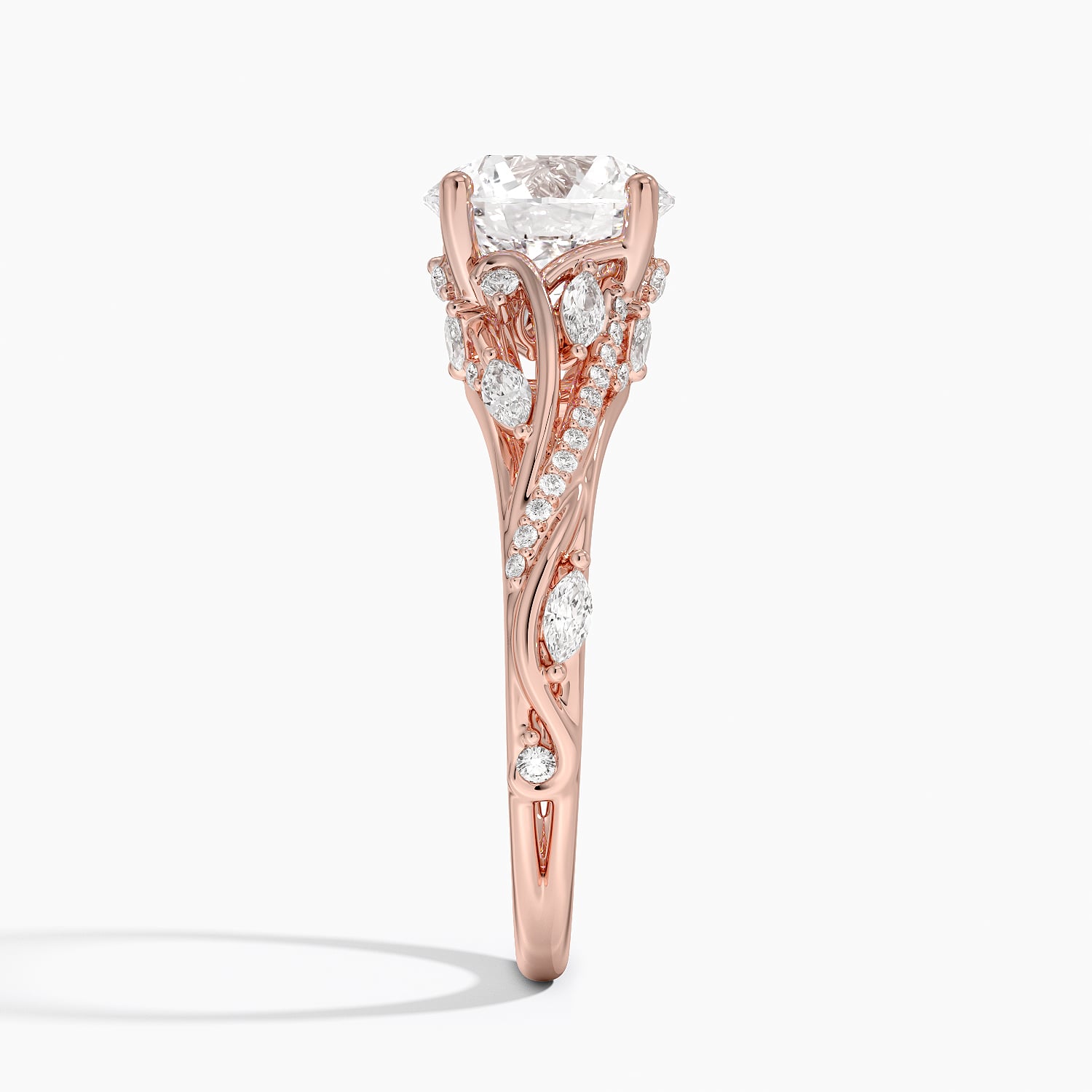 14K Rose Gold Begonia Vine Diamond Ring (1/2 ct. tw.), large side view