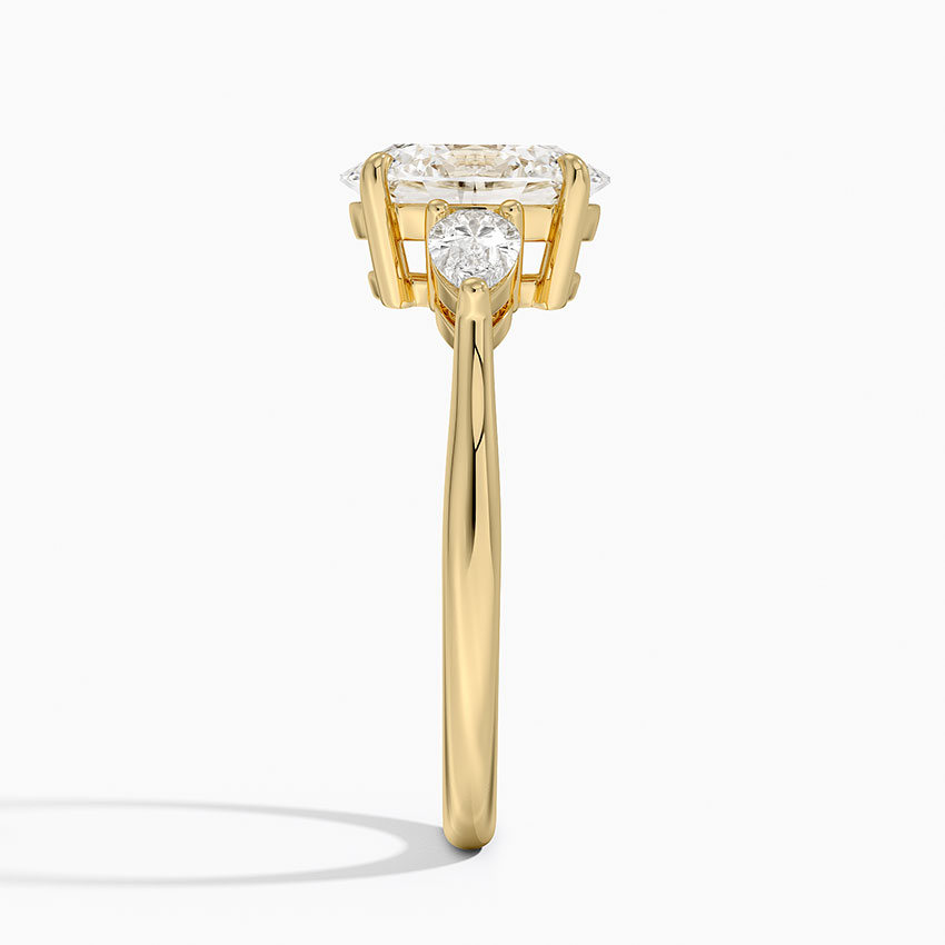 18K Yellow Gold Opera Three Stone Diamond Ring