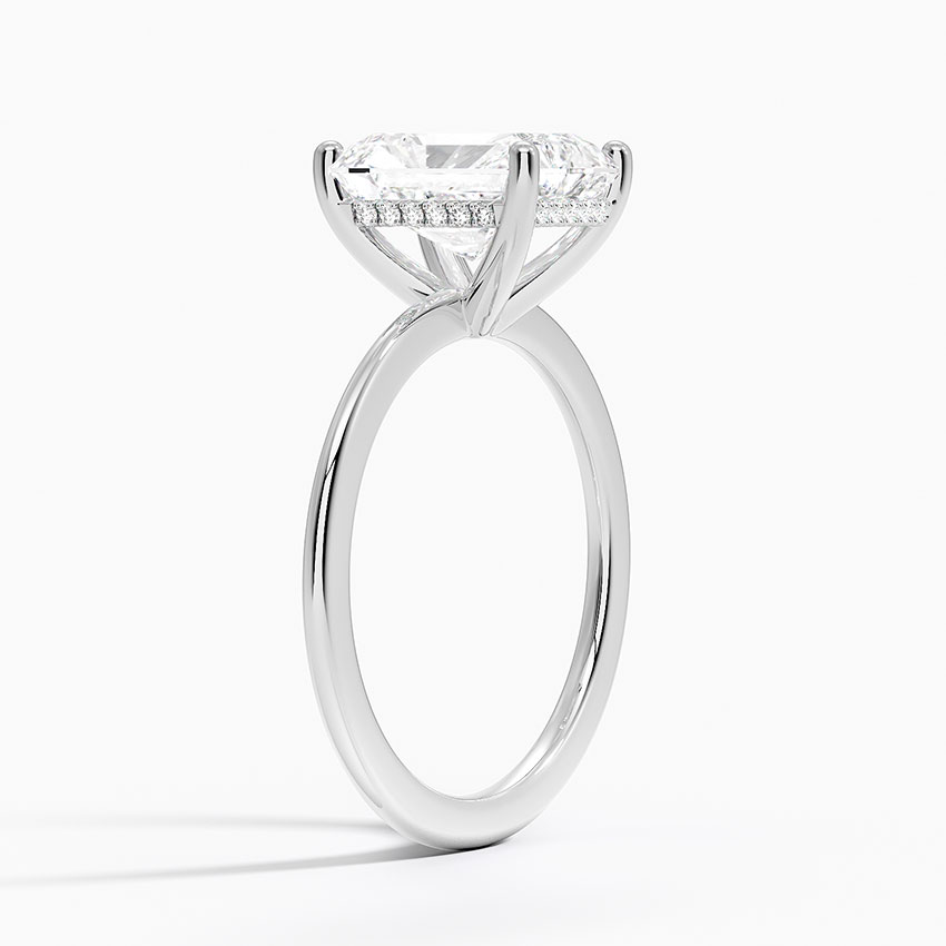 18K White Gold Aimee Solitaire Diamond Ring with Hidden Halo