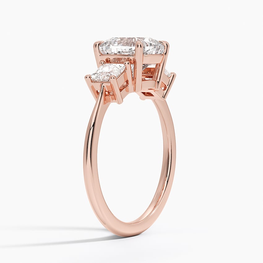 14K Rose Gold Princess Cut Three Stone Diamond Ring