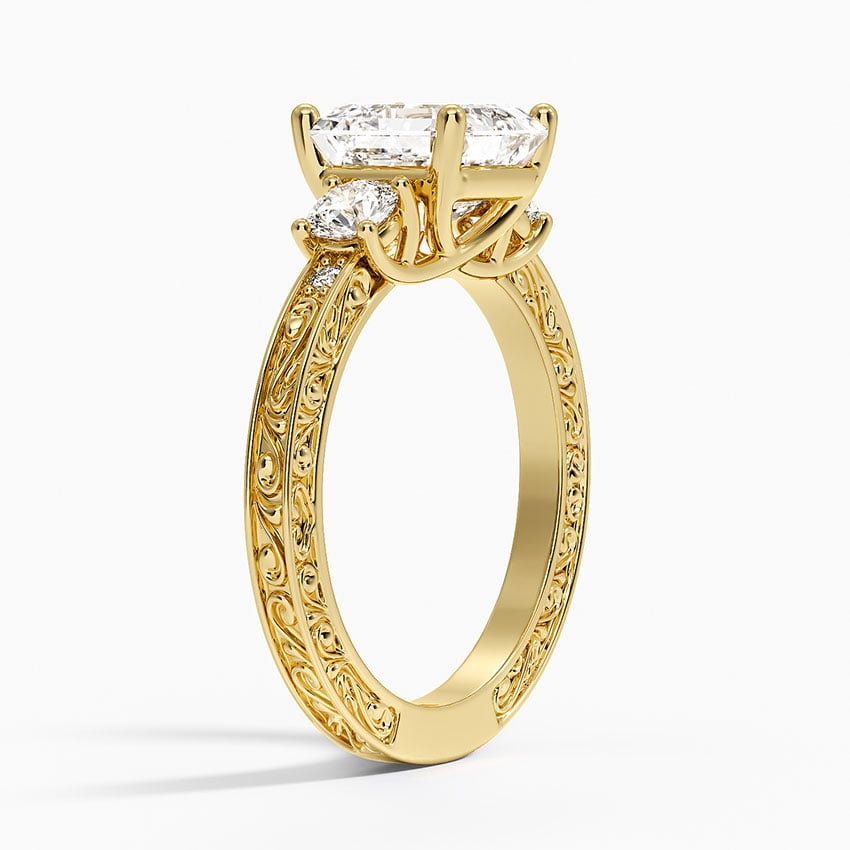 Antique Scroll Engraved Three Stone Diamond Ring (1/3 ct. tw.)