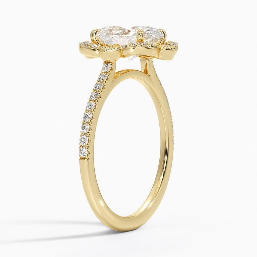 18K Yellow Gold Reina Halo Diamond Ring, large side view