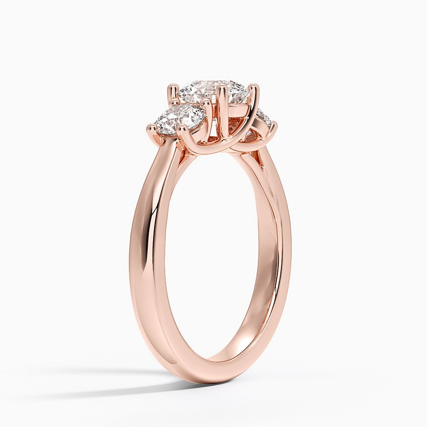 14KR Moissanite Petite Three Stone Trellis Diamond Ring (1/3 ct. tw.), large top view