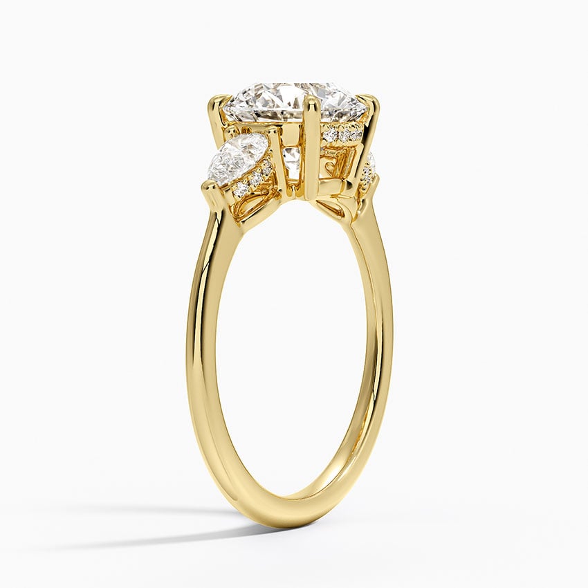 18K Yellow Gold Adorned Opera Three Stone Diamond Ring (1/2 ct. tw.)