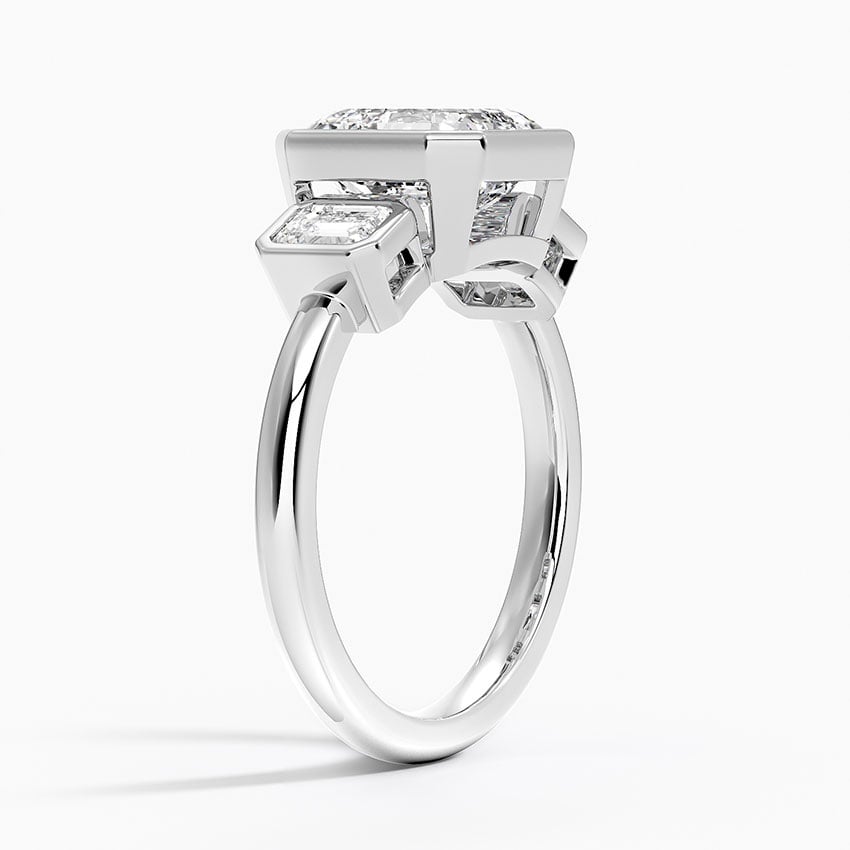 18K White Gold Rhiannon Bezel Three Stone Diamond Ring