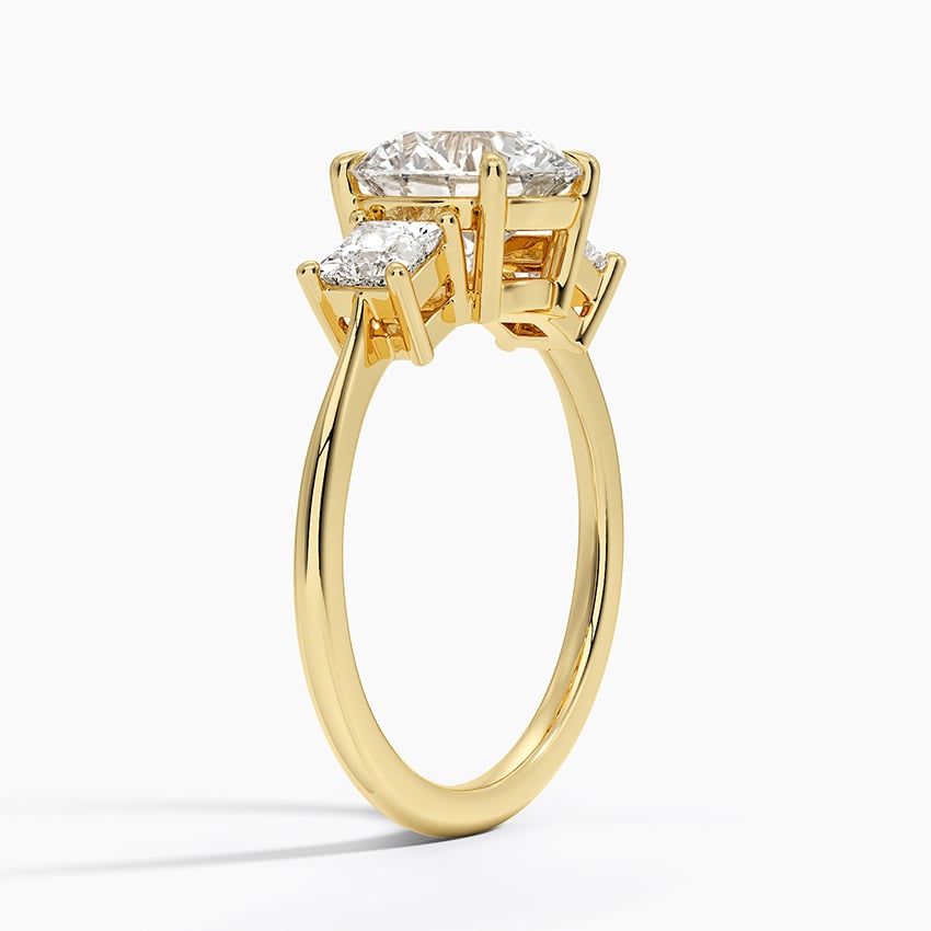 18K Yellow Gold Princess Cut Three Stone Diamond Ring