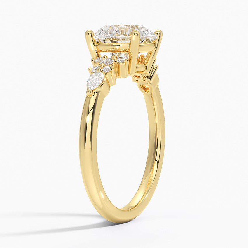 Rosette Diamond Engagement Ring in 18K Yellow Gold