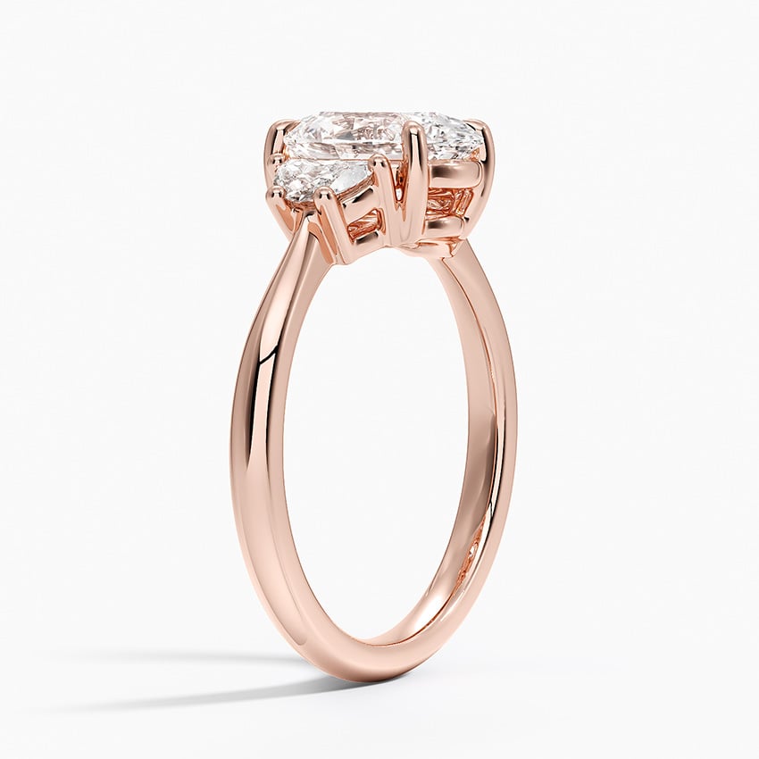 14K Rose Gold Half Moon Three Stone Diamond Ring (1/4 ct. tw.)