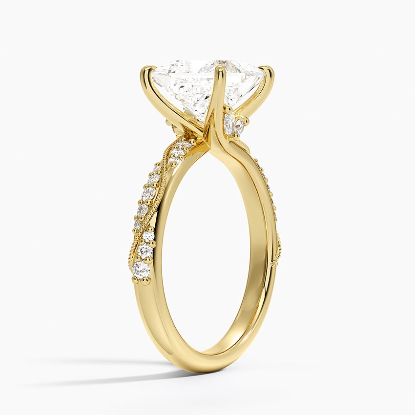 18K Yellow Gold Camellia Hidden Accent 2.5mm Diamond Ring