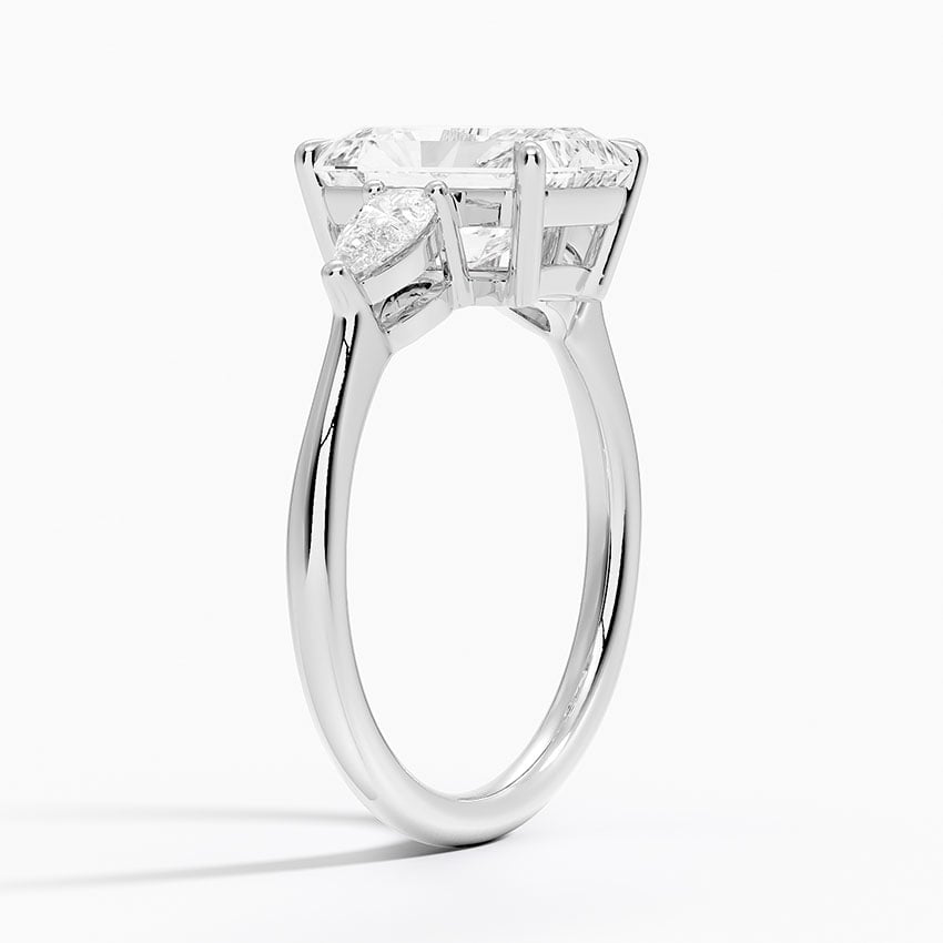 18K White Gold Opera Three Stone Diamond Ring