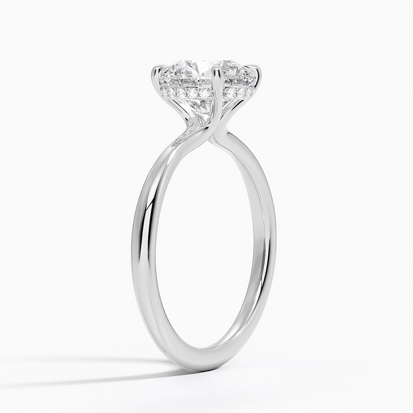 18K White Gold Freesia Hidden Halo Diamond Ring