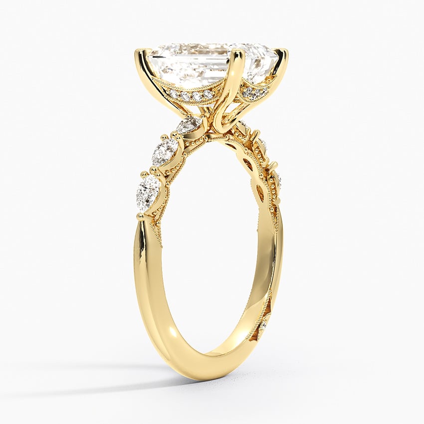 18K Yellow Gold Tacori Sculpted Crescent Pear Diamond Ring