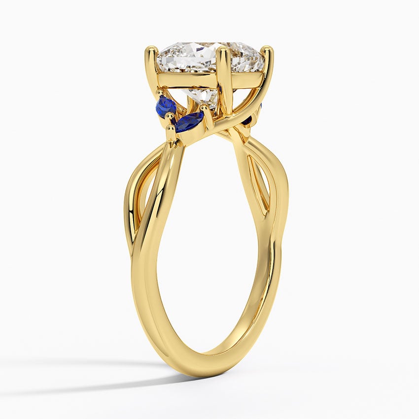 18K Yellow Gold Willow Ring With Sapphire Accents