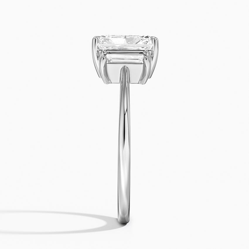 18K White Gold Vertical Baguette Three Stone Diamond Ring