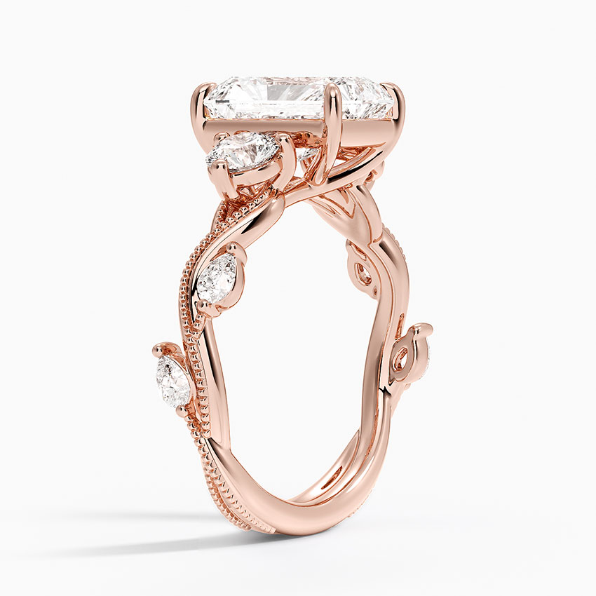 14K Rose Gold Vintage Secret Garden Three Stone Diamond Ring