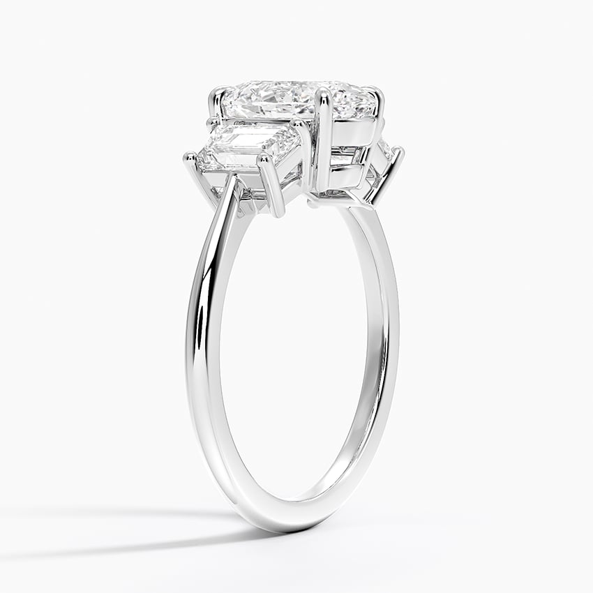 Luxe Embrace Three Stone Trapezoid Diamond Engagement Ring