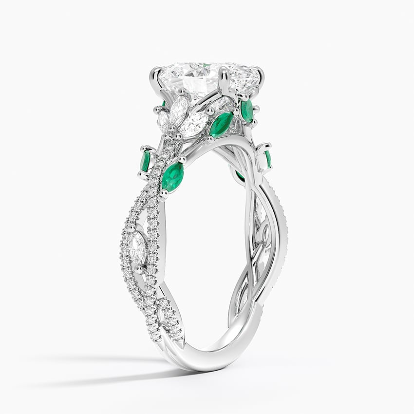 18K White Gold Luxe Secret Garden Lab Emerald and Diamond Ring