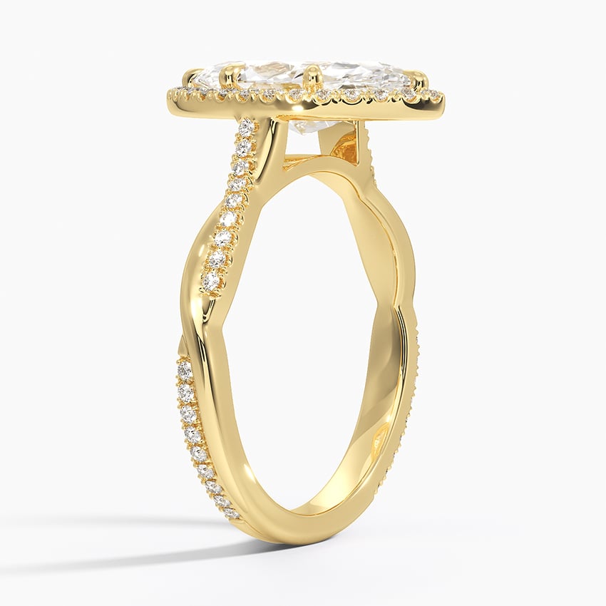 18K Yellow Gold Petite Twisted Vine Halo Diamond Ring (1/4 ct. tw.)