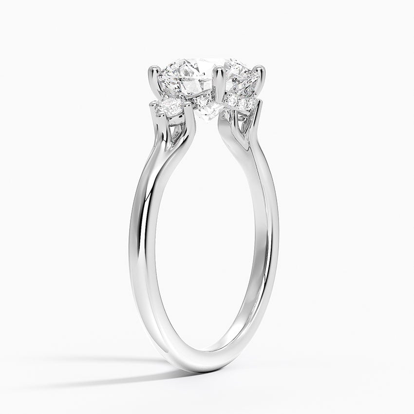 14K White Gold Floating Three Stone Diamond Ring