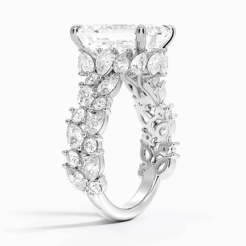 Olivetta Double Row Diamond Engagement Ring in 18K White Gold