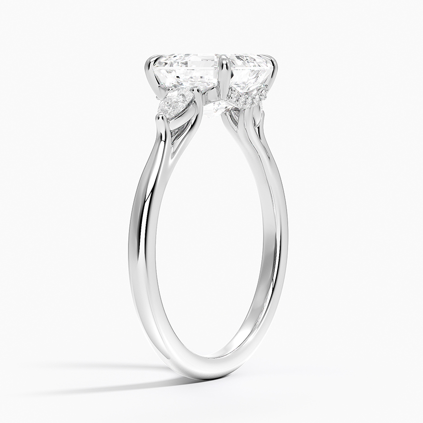 18K White Gold Floating Three Stone Pear Diamond Ring
