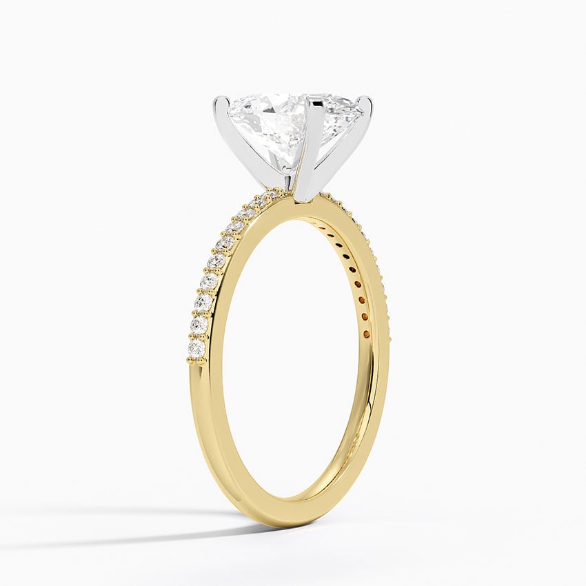 18K Yellow Gold Delicate Shared Prong Diamond Ring
