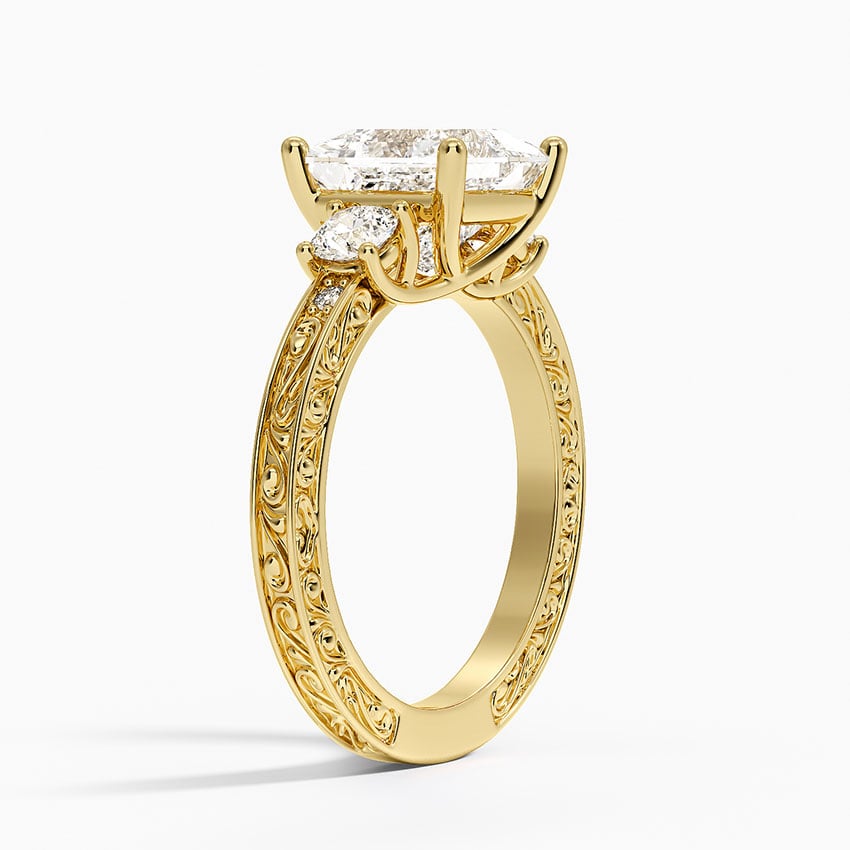 Antique Scroll Engraved Three Stone Diamond Ring (1/3 ct. tw.)