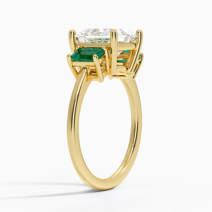 Luxe Rhiannon Three Stone Lab Emerald Ring