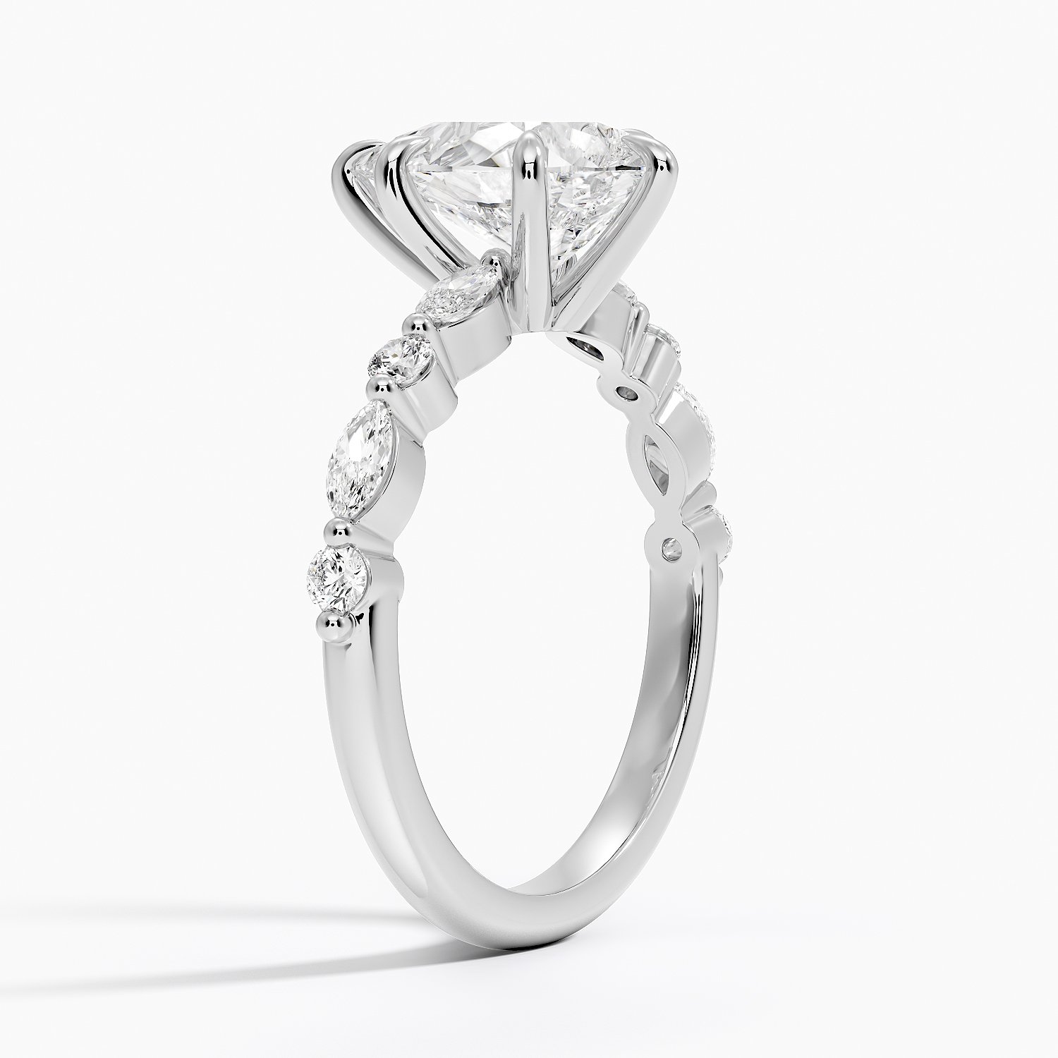 Round and Marquise Engagement Ring