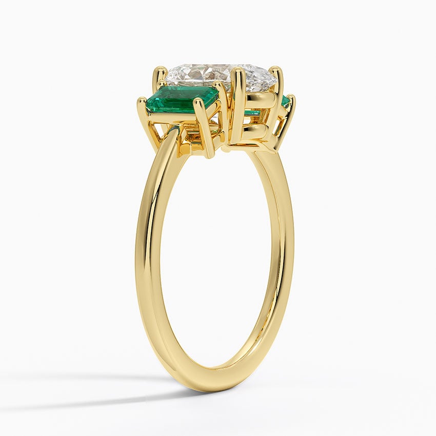 Luxe Rhiannon Three Stone Lab Emerald Ring