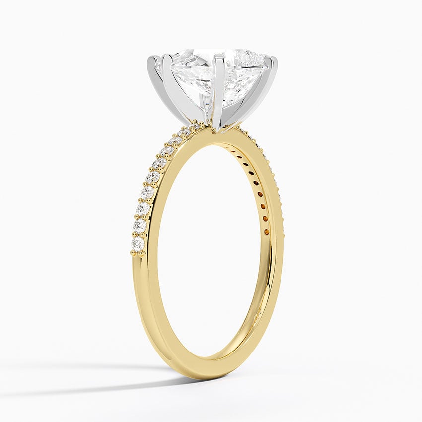 18K Yellow Gold Delicate Shared Prong Diamond Ring