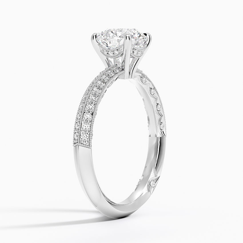 Platinum Tacori Sculpted Crescent Knife Edge Diamond Ring