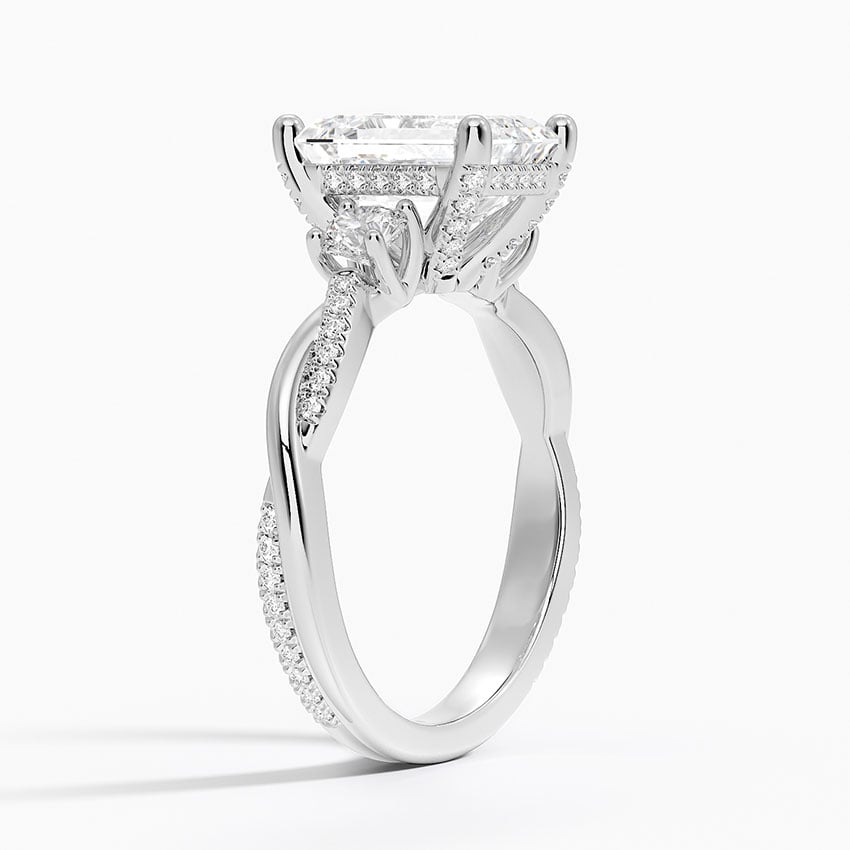 Nature Inspired Three Stone Diamond Engagement Ring